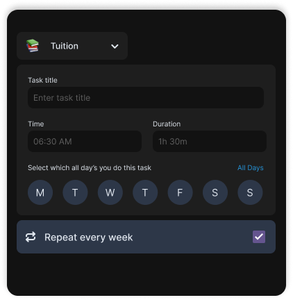 Create Weekly Schedules